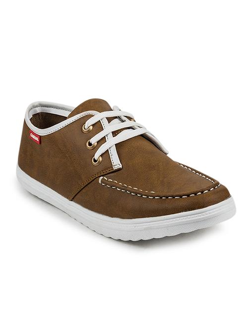 tan fabric lace up sneakers - 11910705 - Very Small Image - 1