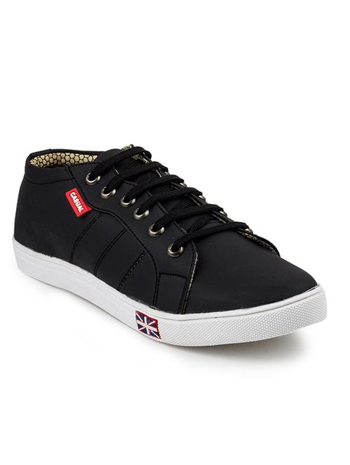 black leatherette lace up sneaker - 11910729 - Very Small Image - 1