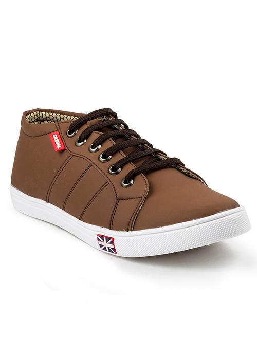 brown synthetic lace up sneakers - 11910731 - Very Small Image - 1
