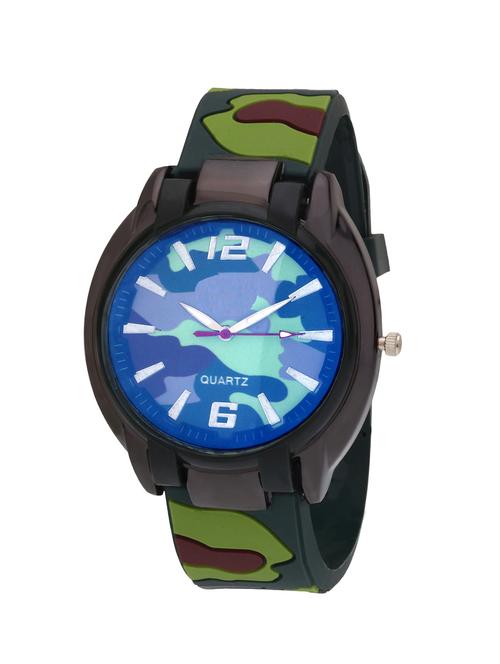green leather strap analog watch - 11911135 - Very Small Image - 1