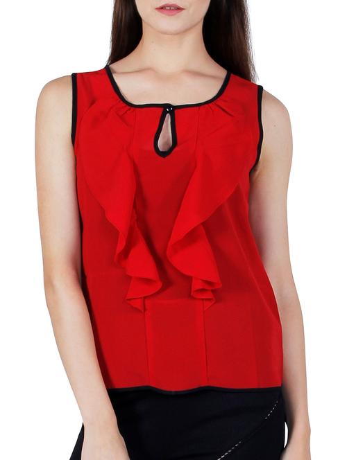 solid red ruffle top - 11911566 - Very Small Image - 1