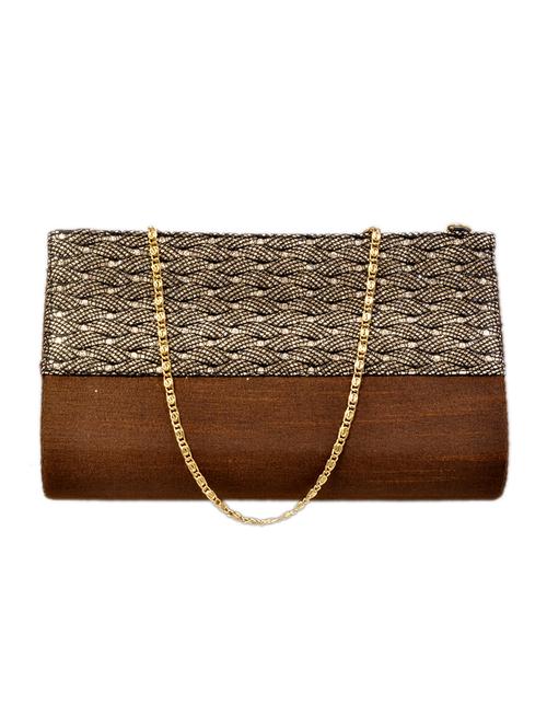brown cotton clutch with sling - 11912491 - Very Small Image - 1