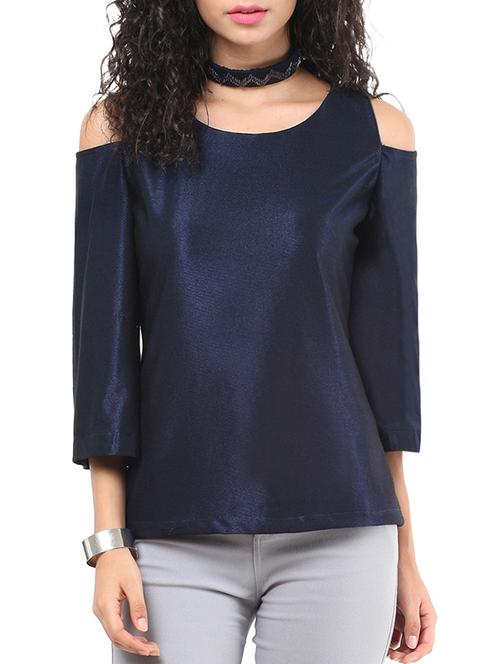 midnight blue embellished cold shoulder top - 11915349 - Very Small Image - 1