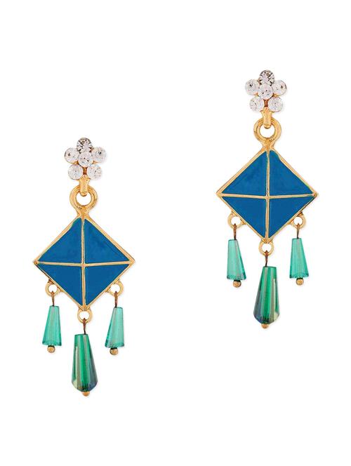 blue metal drop earring - 11915622 - Very Small Image - 1