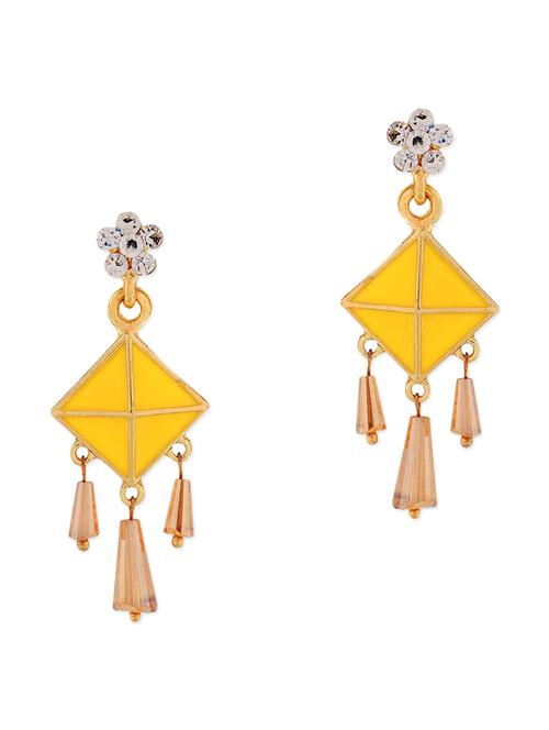 yellow metal drop earring - 11915623 - Very Small Image - 1
