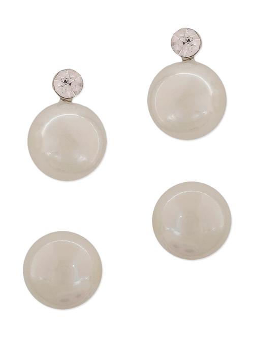 white metal studs earring - 11915658 - Very Small Image - 1