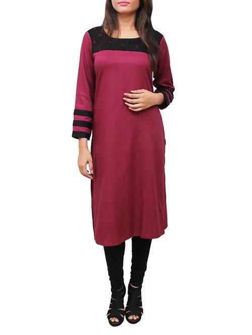 maroon viscose straight kurta - 11915995 - Very Small Image - 1