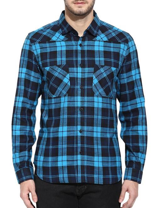 blue cotton casual shirt - 11919235 - Very Small Image - 1
