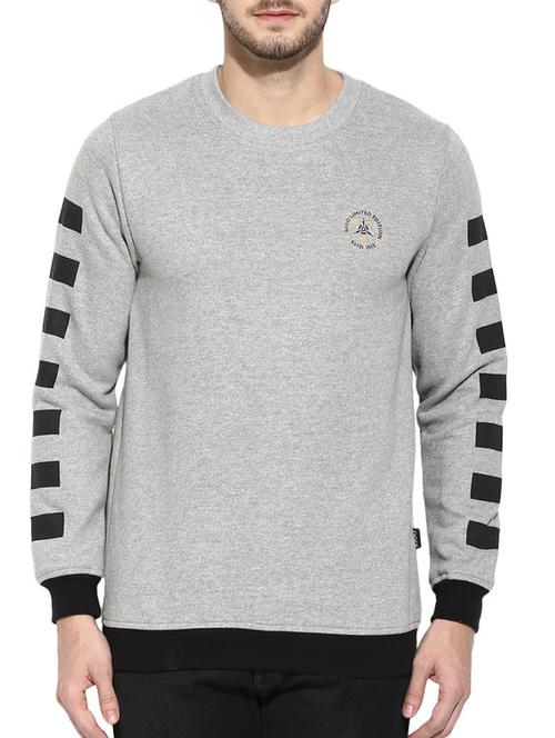grey fleece striped sweatshirt - 11919247 - Very Small Image - 1