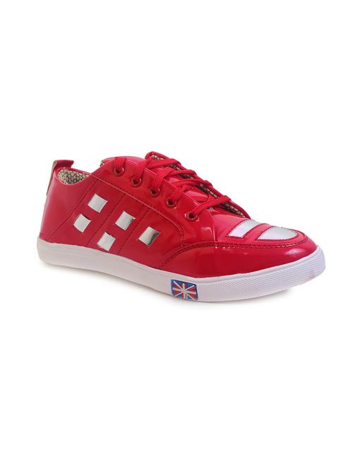 red synthetic lace up sneakers - 11921260 - Very Small Image - 1