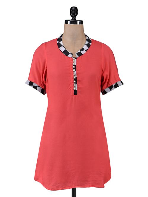 pink printed rayon kurta - 1192222 - Very Small Image - 1