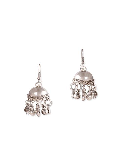 silver metal jhumka earrings - 11922816 - Very Small Image - 1