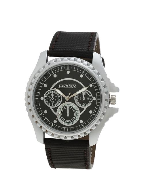 black color, chronograph watch with leatherette strap - 11928024 - Very Small Image - 1