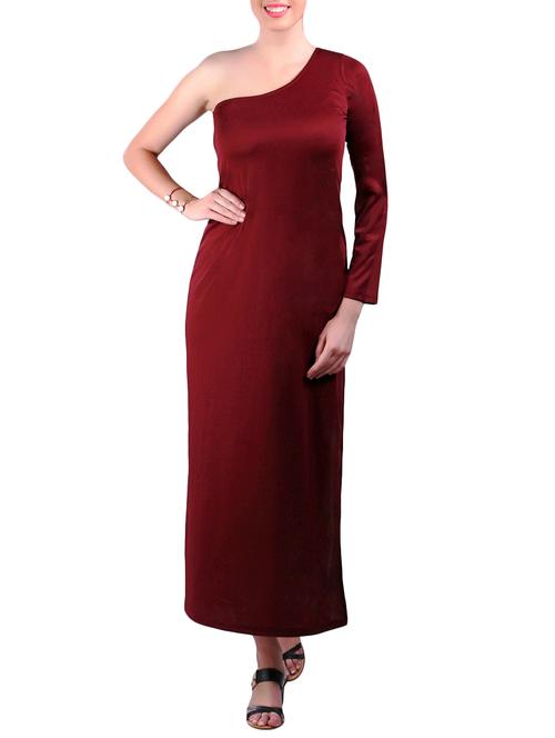 red one shoulder maxi - 11929645 - Very Small Image - 1