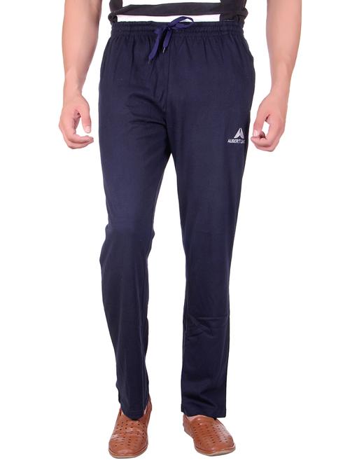 navy blue cotton ankle length track pant - 11936701 - Very Small Image - 1