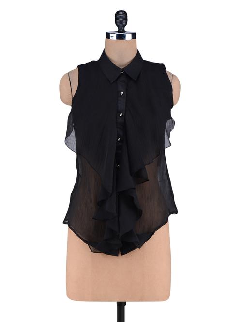 black printed poly chiffon shirt - 1193842 - Very Small Image - 1