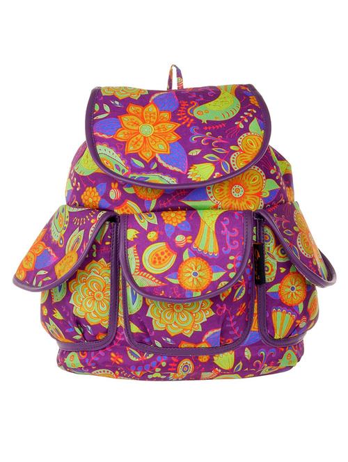 multi colored canvas printed backpack - 11938421 - Very Small Image - 1
