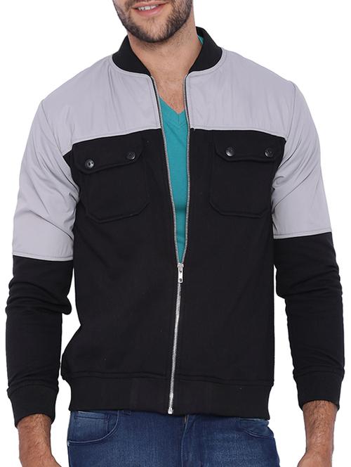 black cotton casual jacket - 11942266 - Very Small Image - 1