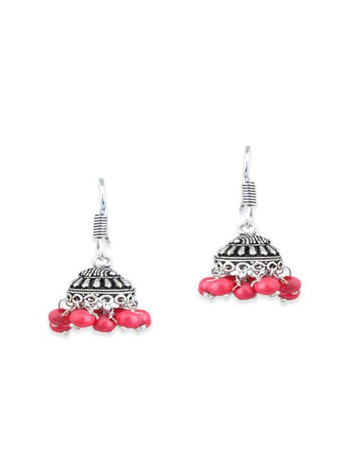 red brass jhumka earrings - 11945687 - Very Small Image - 1