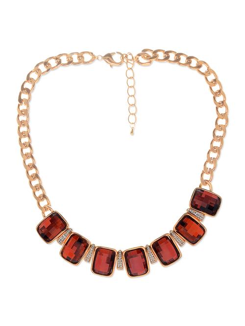maroon stone metal short necklace - 11946514 - Very Small Image - 1