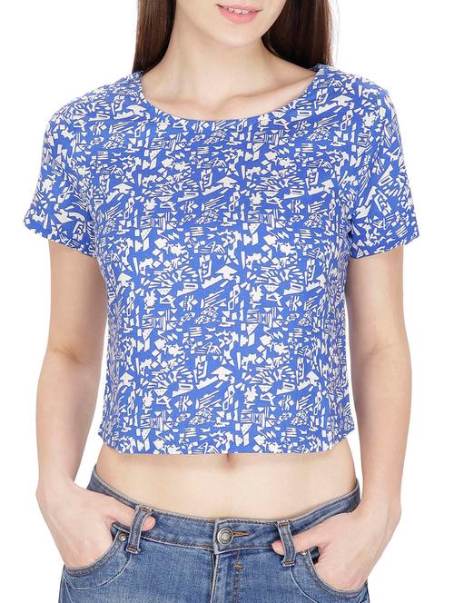 blue rayon crop top - 11946748 - Very Small Image - 1