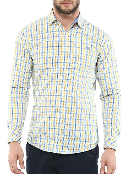 yellow check cotton casual shirt - 11954678 - Very Small Image - 1