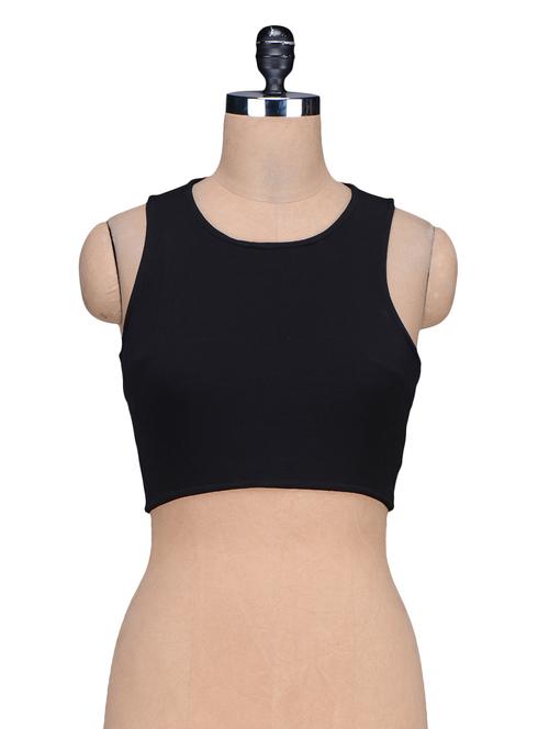 black poly knit spandex crop top - 1196066 - Very Small Image - 1