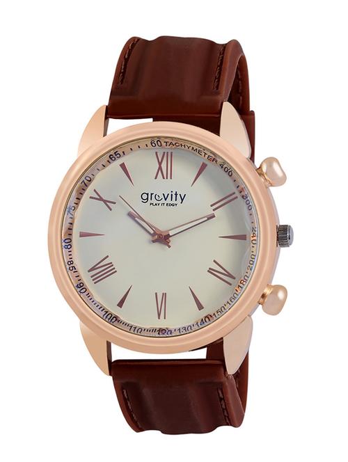 brown strap analog watch - 11962048 - Very Small Image - 1