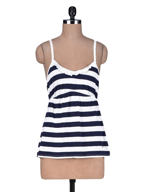 white and black striped cotton viscose camisole - 1196605 - Very Small Image - 1