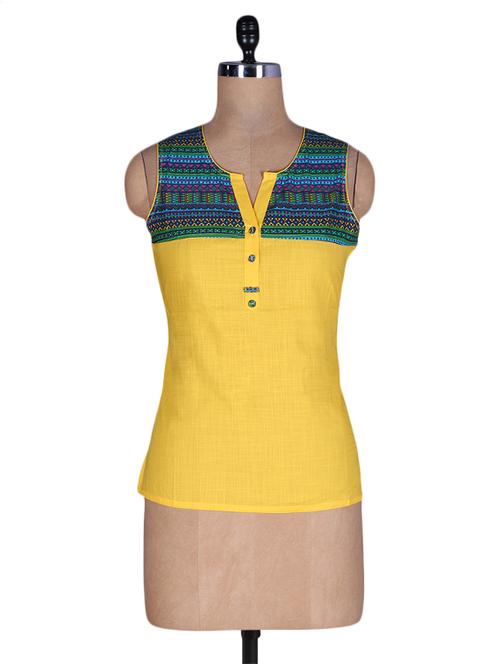 yellow cotton printed top - 1197043 - Very Small Image - 1