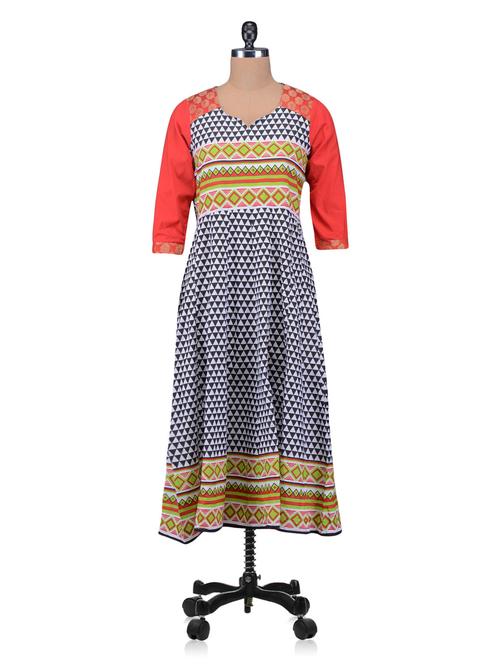 multicolour printed brocade cotton kurta - 1198113 - Very Small Image - 1