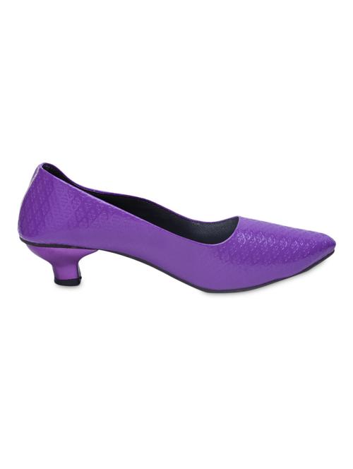 Solid Purple Textured Ballerinas - 1199607 - Very Small Image - 1