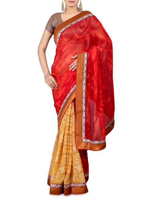 thick border georgette printed saree - 1203021 - Very Small Image - 1