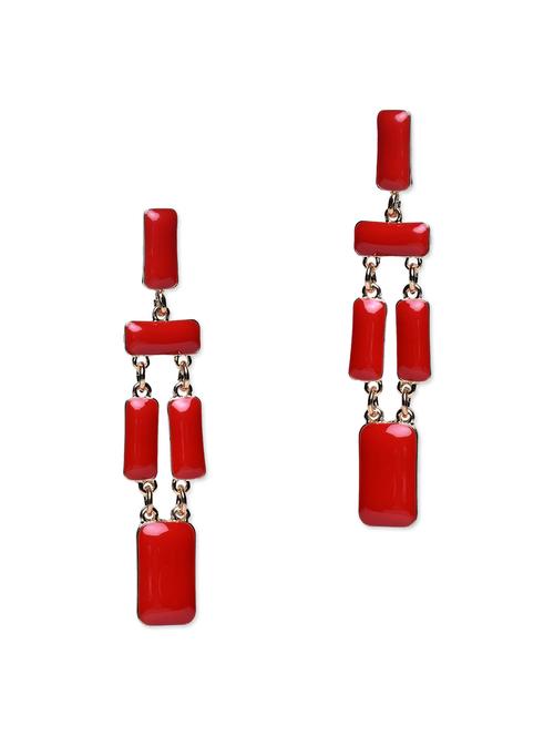 red enamelled metallic earrings - 1205208 - Very Small Image - 1