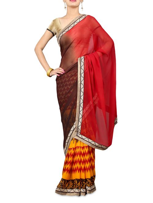 multicoloured printed georgette saree - 1205796 - Very Small Image - 1
