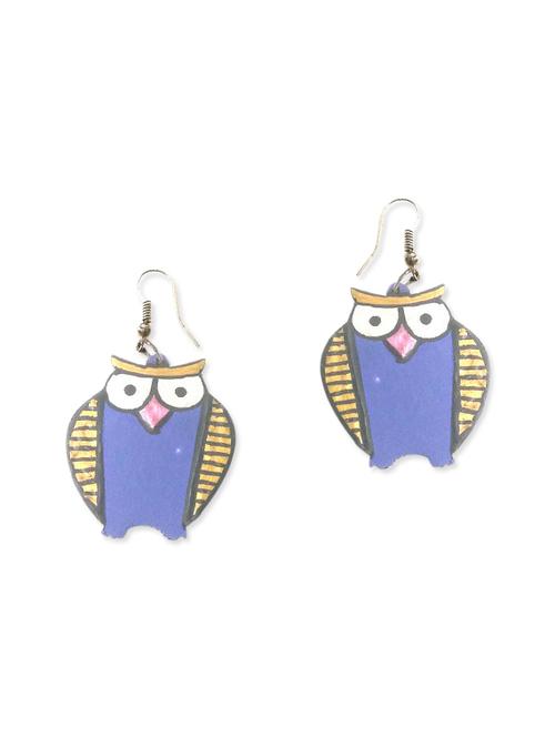 multicoloured wooden owl earrings - 12059349 - Very Small Image - 1