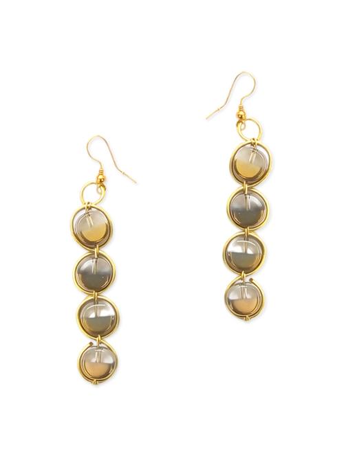 grey and gold beaded brass earrings - 12059363 - Very Small Image - 1