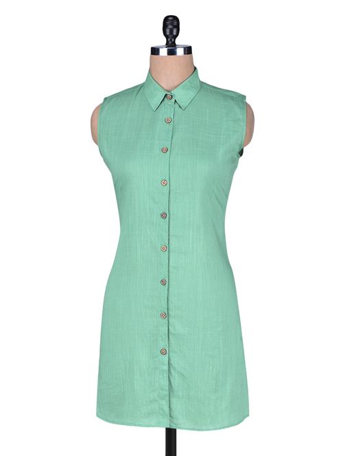 green cotton sleeveless tunic - 1205971 - Very Small Image - 1