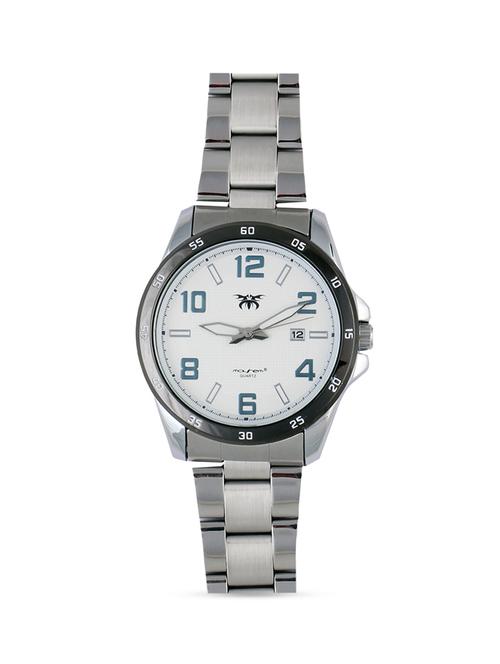 round frame white base blue number metallic strap watch - 1206044 - Very Small Image - 1