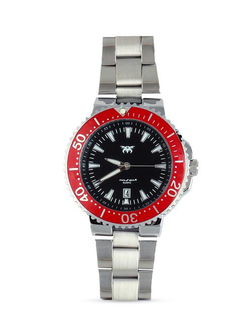red round frame black base metallic strap watch - 1206050 - Very Small Image - 1