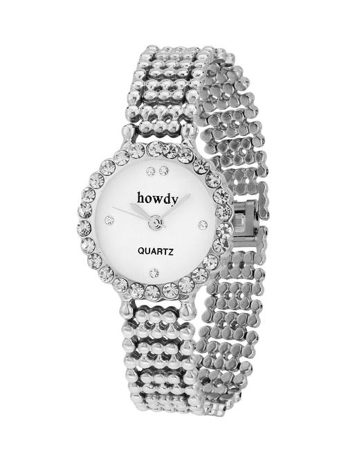 silver steel strap embrllished wrist watch - 12079945 - Very Small Image - 1