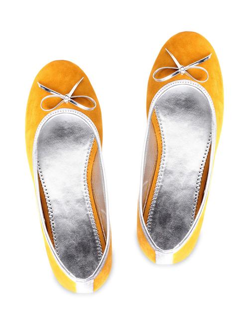 Yellow Leatherette Bow Trim Ballerinas - 1208096 - Very Small Image - 1