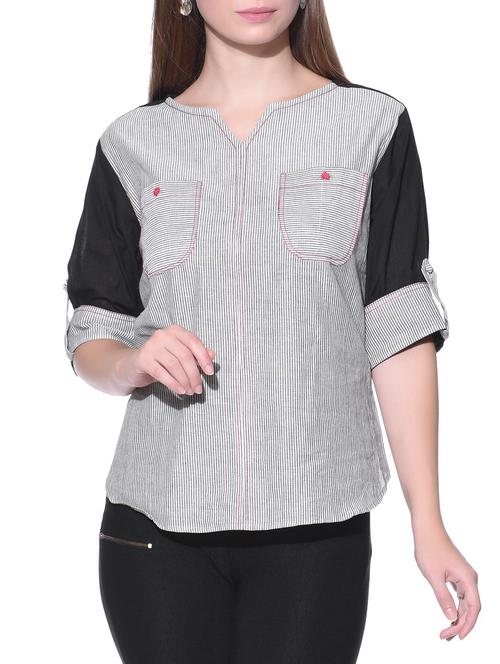 grey and black cotton shirt - 12080996 - Very Small Image - 1