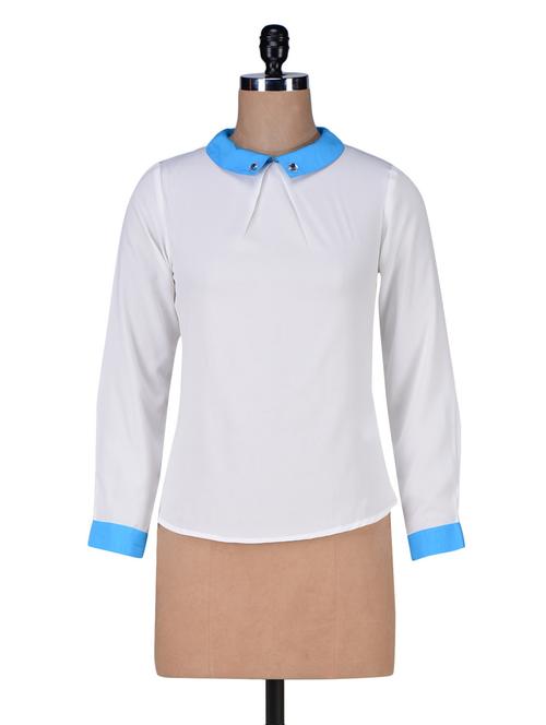 white polycrepe collared top - 1208221 - Very Small Image - 1