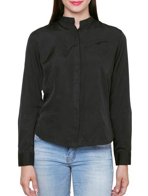 black crepe regular shirt - 12082349 - Very Small Image - 1
