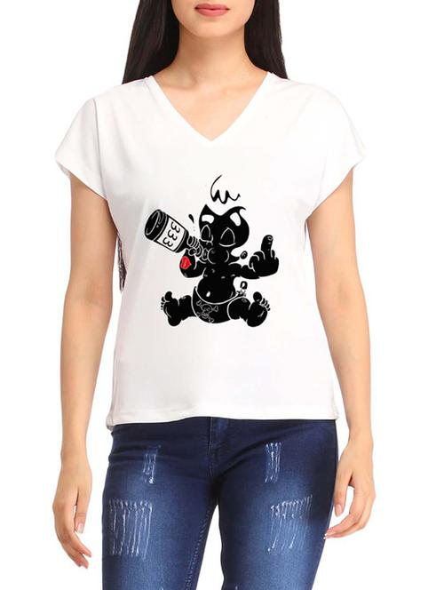 white printed cotton tee - 12083188 - Very Small Image - 1