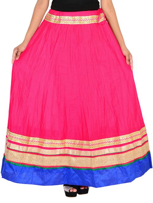 pink cotton flared skirt - 12086560 - Very Small Image - 1