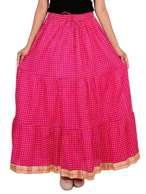 pink cotton flared skirt - 12086561 - Very Small Image - 1