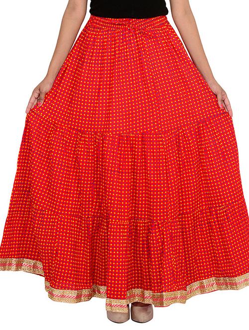 red cotton flared skirt - 12086562 - Very Small Image - 1