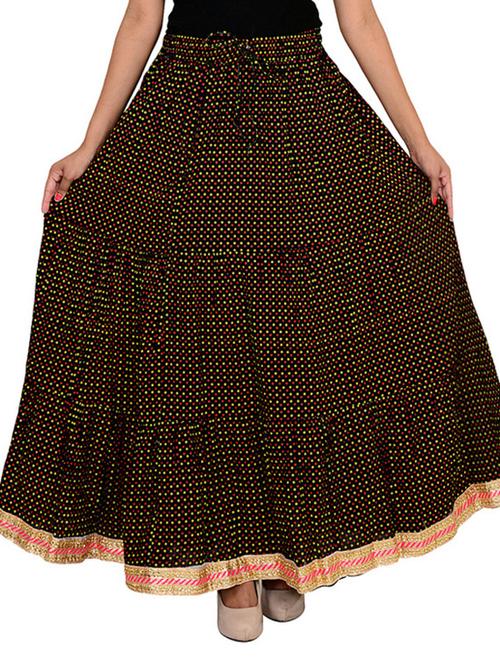 black cotton flared skirt - 12086563 - Very Small Image - 1